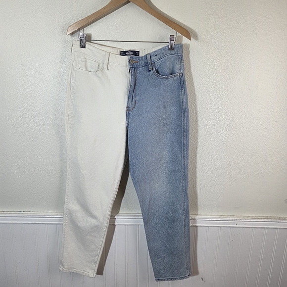 Hollister Denim - Hollister Ultra High Rise Mom Jeans Women’s 11R W30 Colorblock Blue White Denim